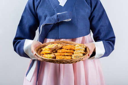 Different foods ingredients of Korean Thanksgiving dayの写真素材