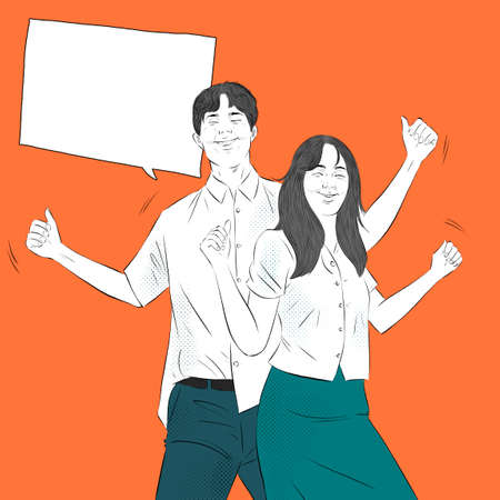 Comic book style cartoon with speech bubble illustration 004