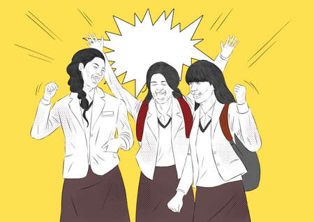 Comic book style cartoon with speech bubble illustration 003の写真素材