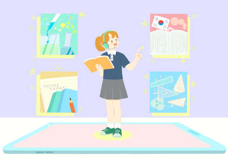 Online education concept in flat style illustration 004の写真素材