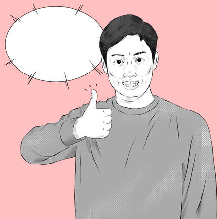 Comic book style cartoon with speech bubble illustration 002