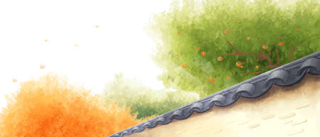 Beautiful autumn landscape in park illustration 006