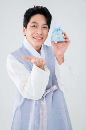 Male in Korean traditional clothes Hanbok 156の写真素材