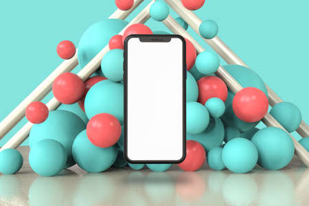 3D realistic mockup with laptop, tablet, and smartphone 002の写真素材