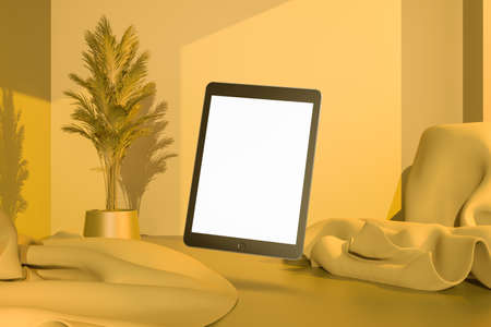 3D realistic mockup with laptop, tablet, and smartphone 003の写真素材