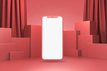 3D realistic mockup with laptop, tablet, and smartphone 008の写真素材