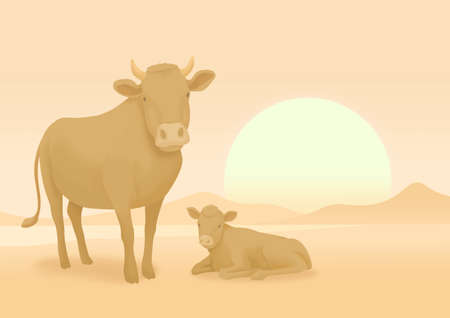 2021 year of the ox, New Year's card and calendar design illustration 004の写真素材