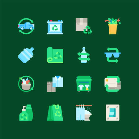 Set of modern flat colorful vector icons of ecology theme illustration 007のイラスト素材