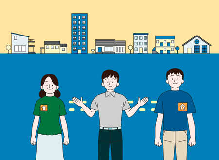 Real estate concept, buying and selling a new place for living illustration 009のイラスト素材