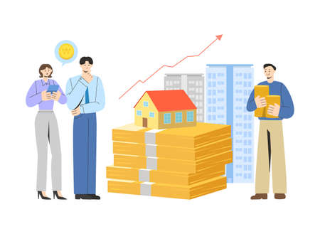 Real estate concept, buying and selling a new place for living illustration 005のイラスト素材