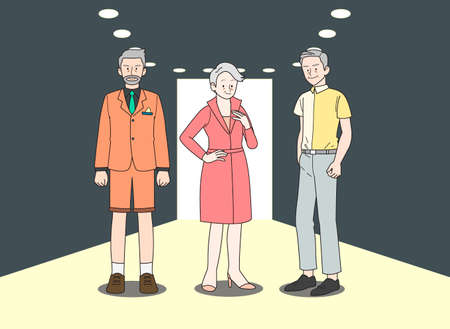 Concept of elderly lifestyle, senior people activity and daily life illustration 004のイラスト素材