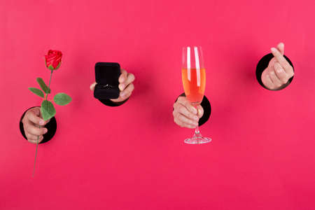 Concept of hands life, hand showing various gestures 205の写真素材