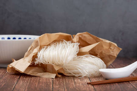raw rice noodlesの写真素材