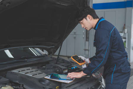 auto vehicle Service repair center concept with maintenance staff