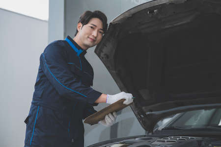 auto vehicle Service repair center concept with maintenance staff