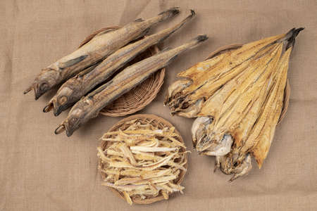 Korean dried fish pollack, Hwangtaeの写真素材