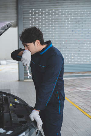 auto vehicle Service repair center concept with maintenance staff
