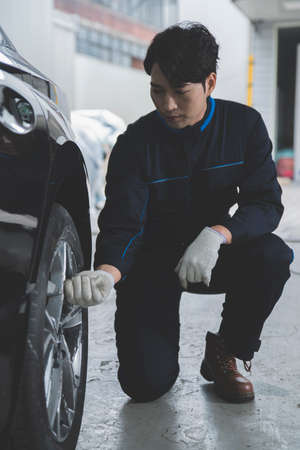 auto vehicle Service repair center concept with maintenance staff