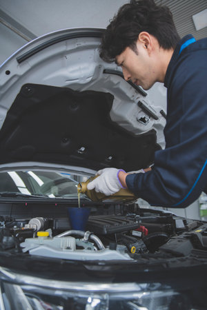 auto vehicle Service repair center concept with maintenance staff