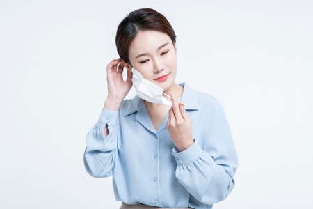 Asian woman business concept with mask