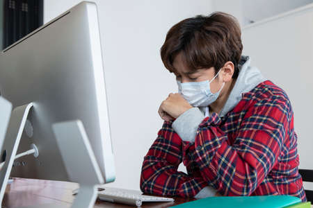 business, startup, people and teamwork with mask concept