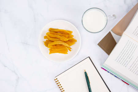 winter dessert concept, dried sweet potatoの写真素材