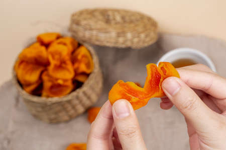 winter dessert concept, dried persimmon