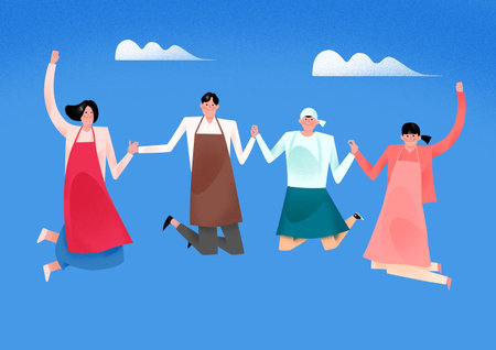 together towards peaceful and happy society, holding hands togetherの写真素材