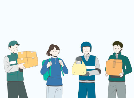 changed life new normal after covid illustration series with copy spaceのイラスト素材
