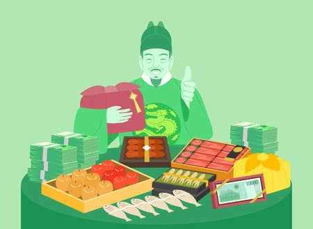 money flex themed illustration with King Sejong characterのイラスト素材