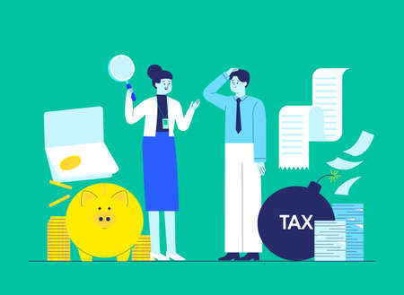 Year end tax settlement,adjustment and refundのイラスト素材