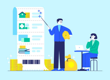 Year end tax settlement,adjustment and refundのイラスト素材