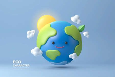 globe 3D rendering character, environment protection concept