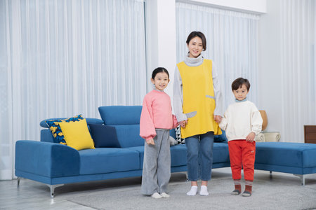 Asian children babysitter, daycare conceptの写真素材