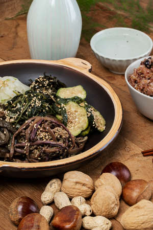 representative foods for Daeboreum, first full moon of the lunar year in Koreaの写真素材