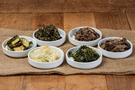 Jinchae or Boreum Namul of Korea, variety of edible grass side dishesの写真素材