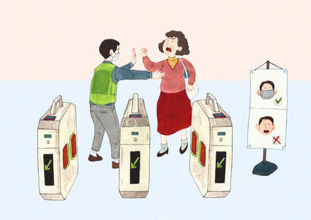 person wihout mask trying to ride public transportation