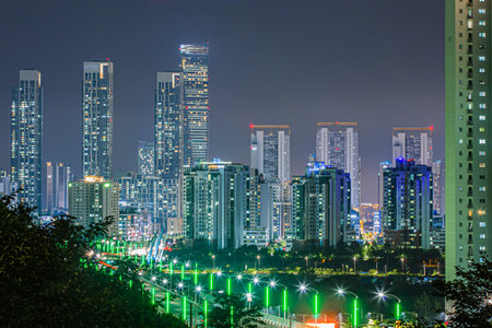 skyscape filled with buildings, apartments in Korea