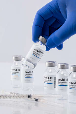 covid 19 vaccine, white backgroundの写真素材