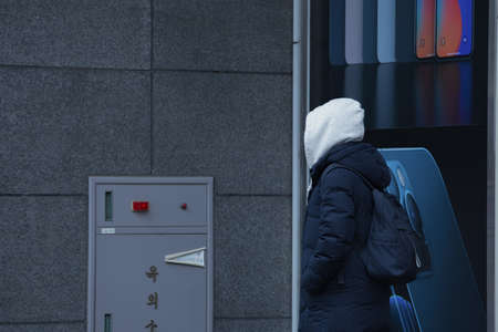 cold weather, winter street with people