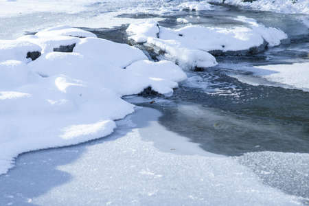 river frozen with snow
