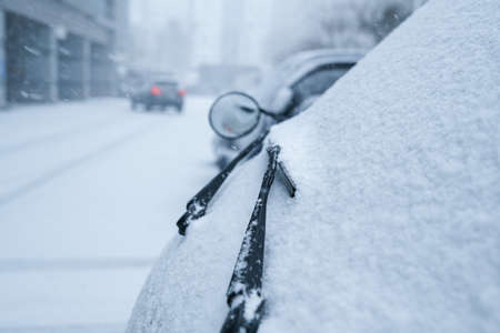 Snow on car wiper