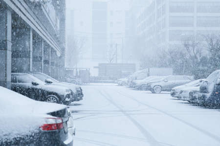 snow in parking lot