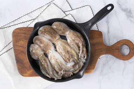 squid on fry pan