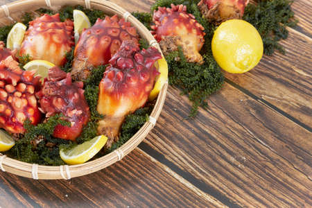 sea squirt in basketの写真素材