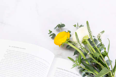 flower on bookの写真素材