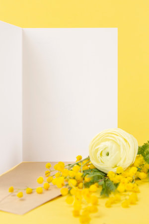 yellow flower and letterの写真素材