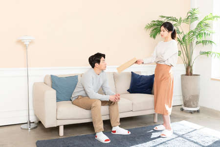Asian couple divorcing, divorce conceptの写真素材