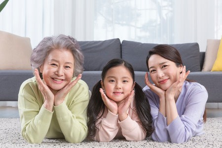 three generations of women, Asian grandmother, mother and grand daughter
