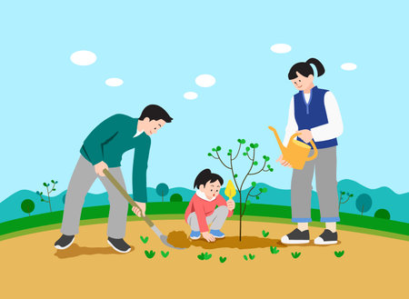 tree planting arbor dayのイラスト素材